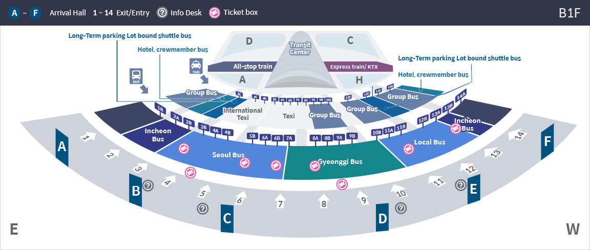 bản đồ terminal 1 của sân bay quốc tế incheon