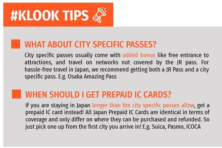 Klook tips on city specific passes in Japan