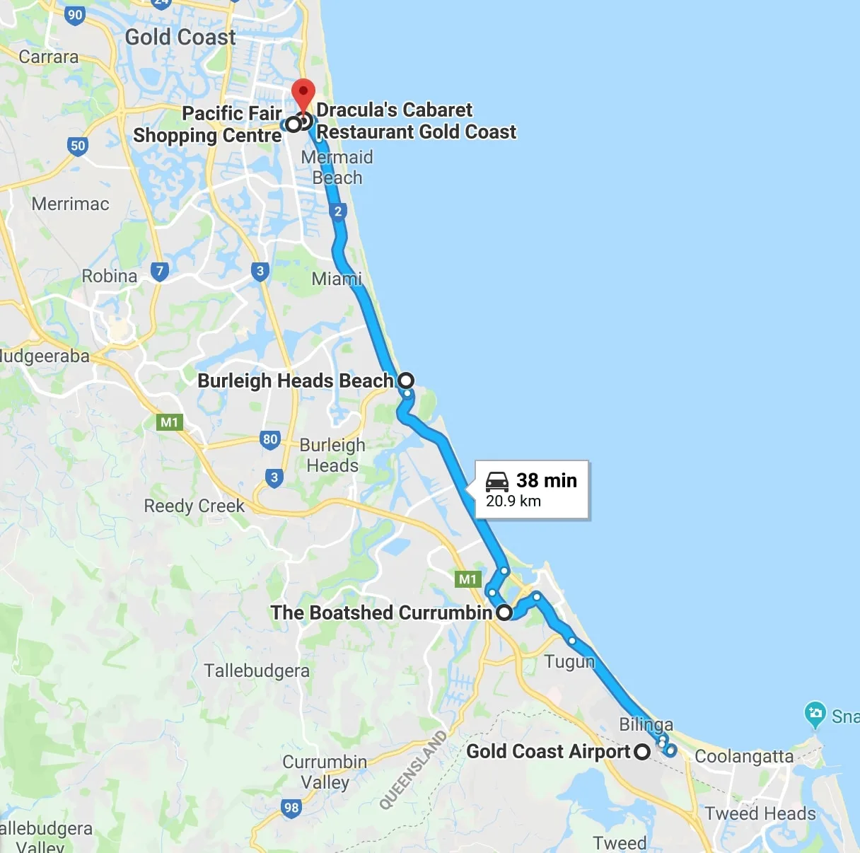 Gold Coast Attractions Map