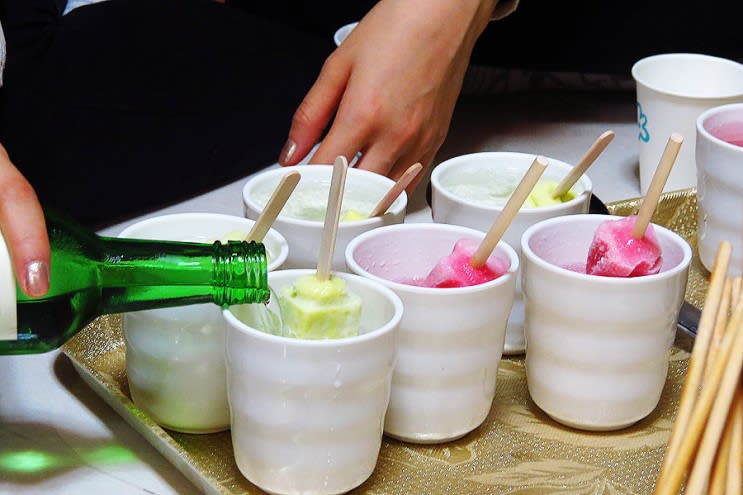 Soju poured into cup with Melona