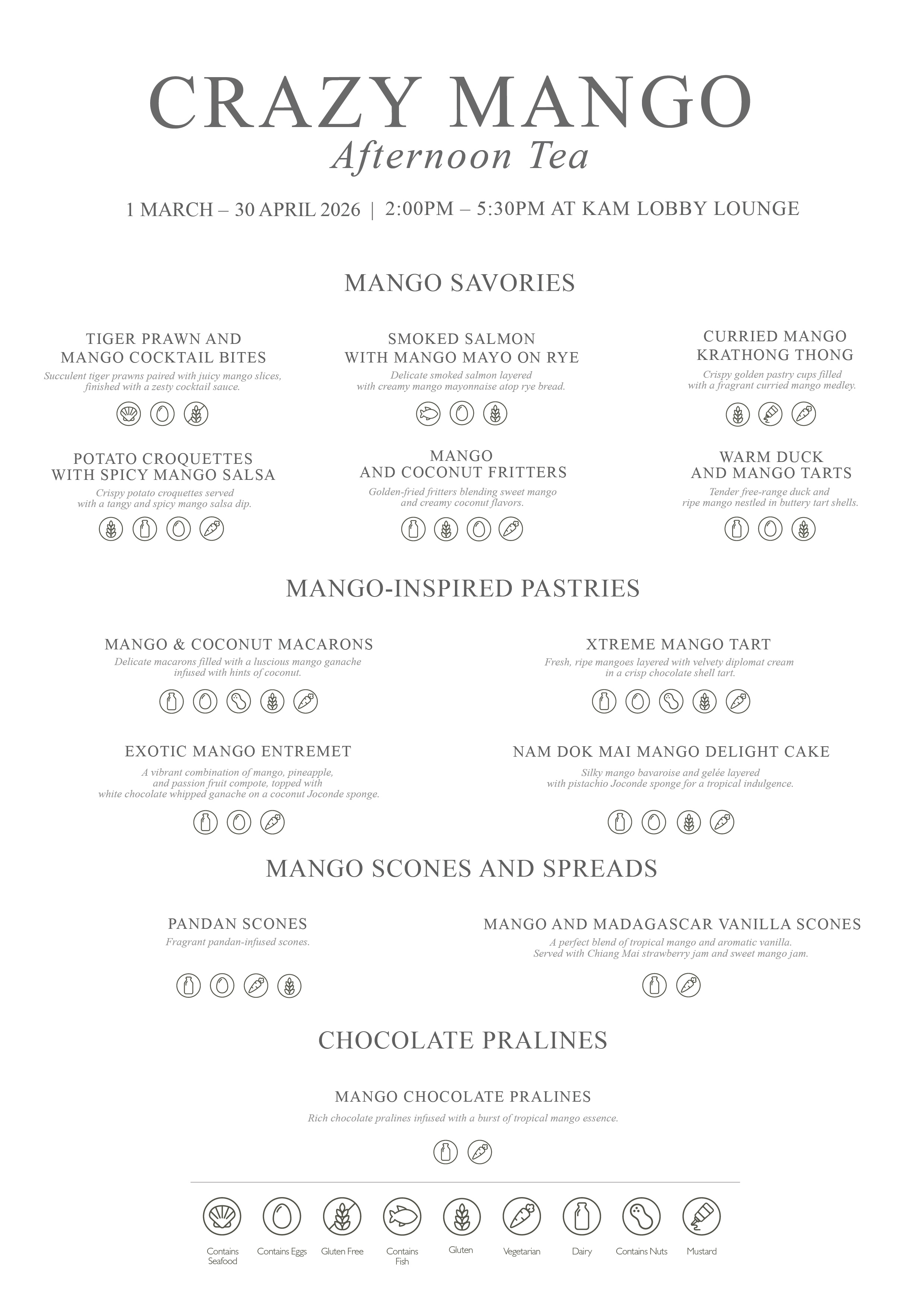 Crazy Mango Afternoon Tea Menu
