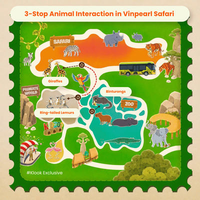 Взаимодействие с животными на 3 остановках в Vinpearl Safari