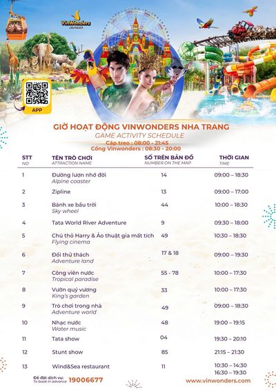 Game and Activity Schedule at VinWonders