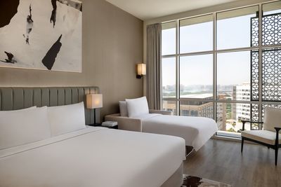 Deluxe Plaza View hotel room at Yas Plaza Marina (Maximum occupancy: 2 adults and 2 children or 3 adults)