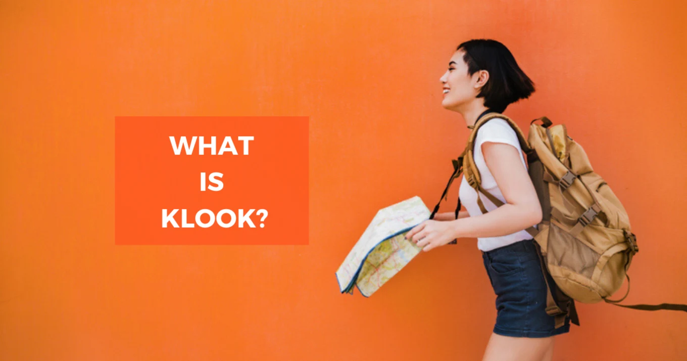 Klook travel platform with a traveler planning an adventure