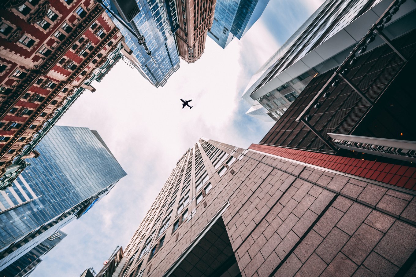 Airplane over New York city