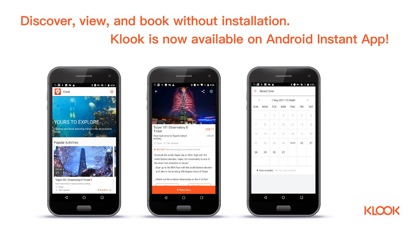 Klook Android Instant App launch visual