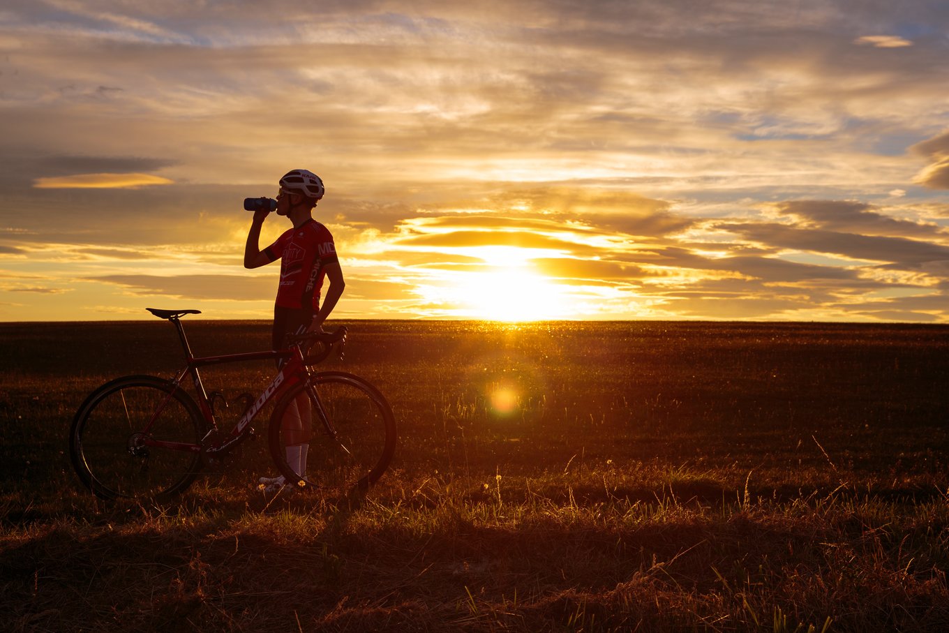 Sunset image of cyclist in the UK