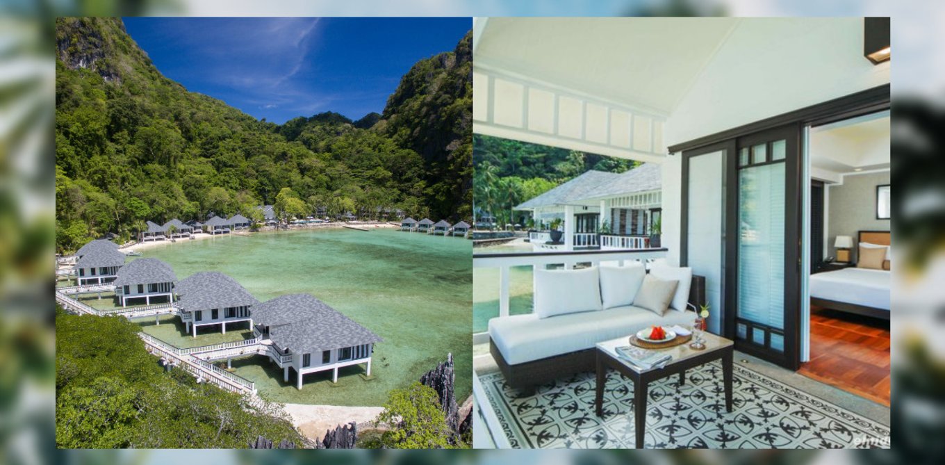 floating bungalows over water and room at el nido lagen resort