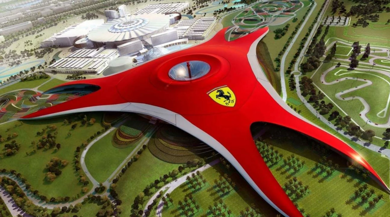 aerial view of ferrari world abu dhabi