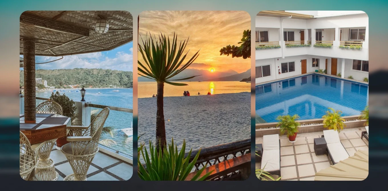 beach and hotel collage
