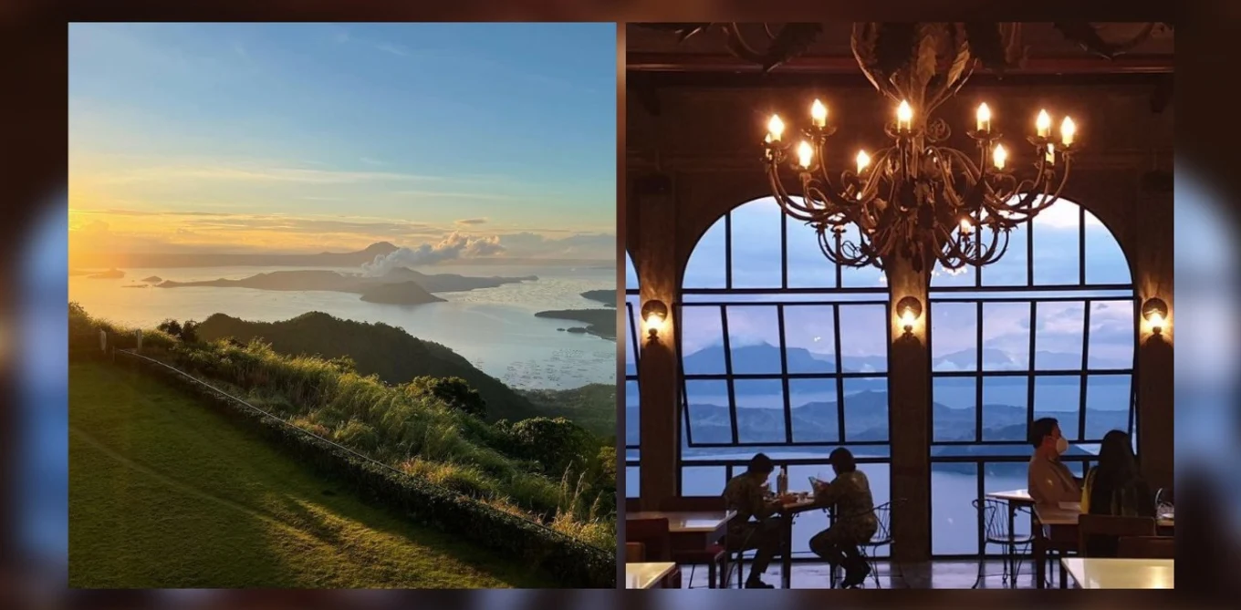 view of taal vista from outdoors and within restaurant