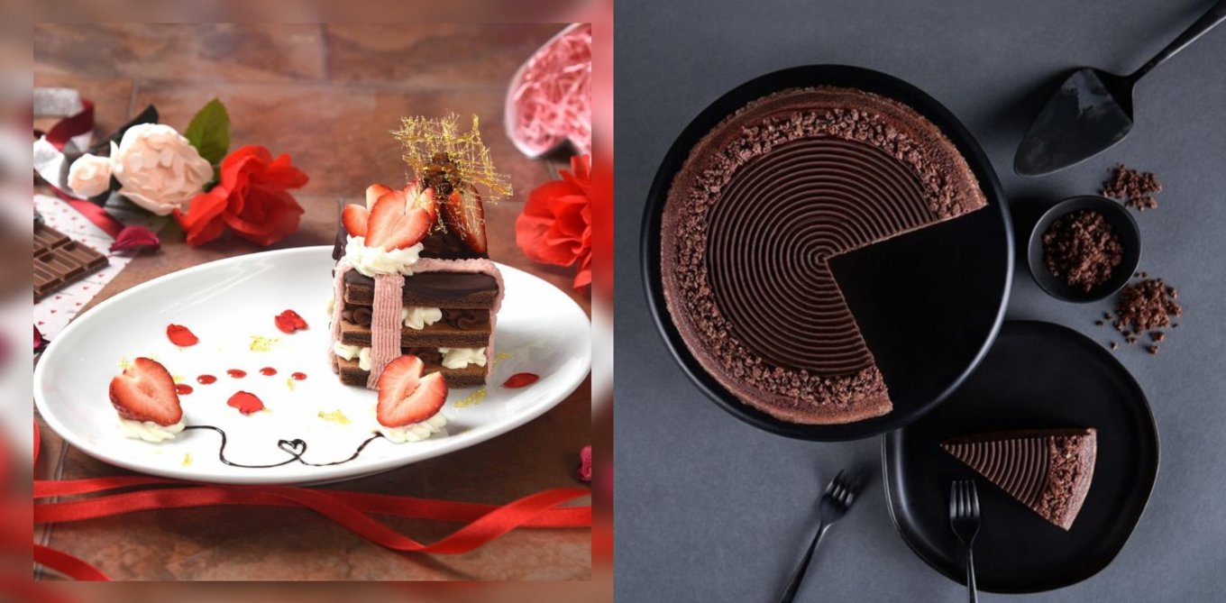 Dark and strawberry chocolate cake