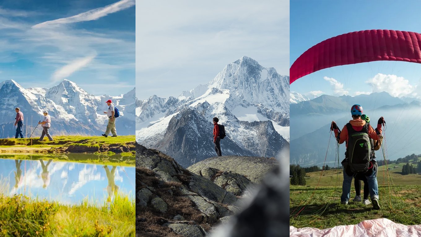 collage of people traveling in Switzerland