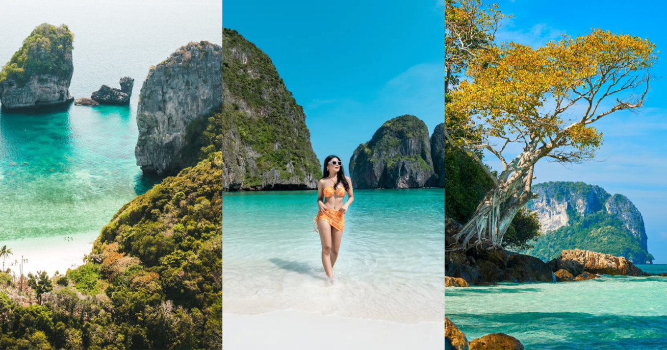 island hopping phi phi islands thailand collage