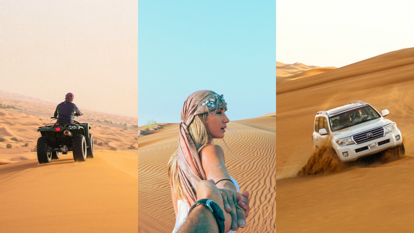 collage of desert safari guide dubai