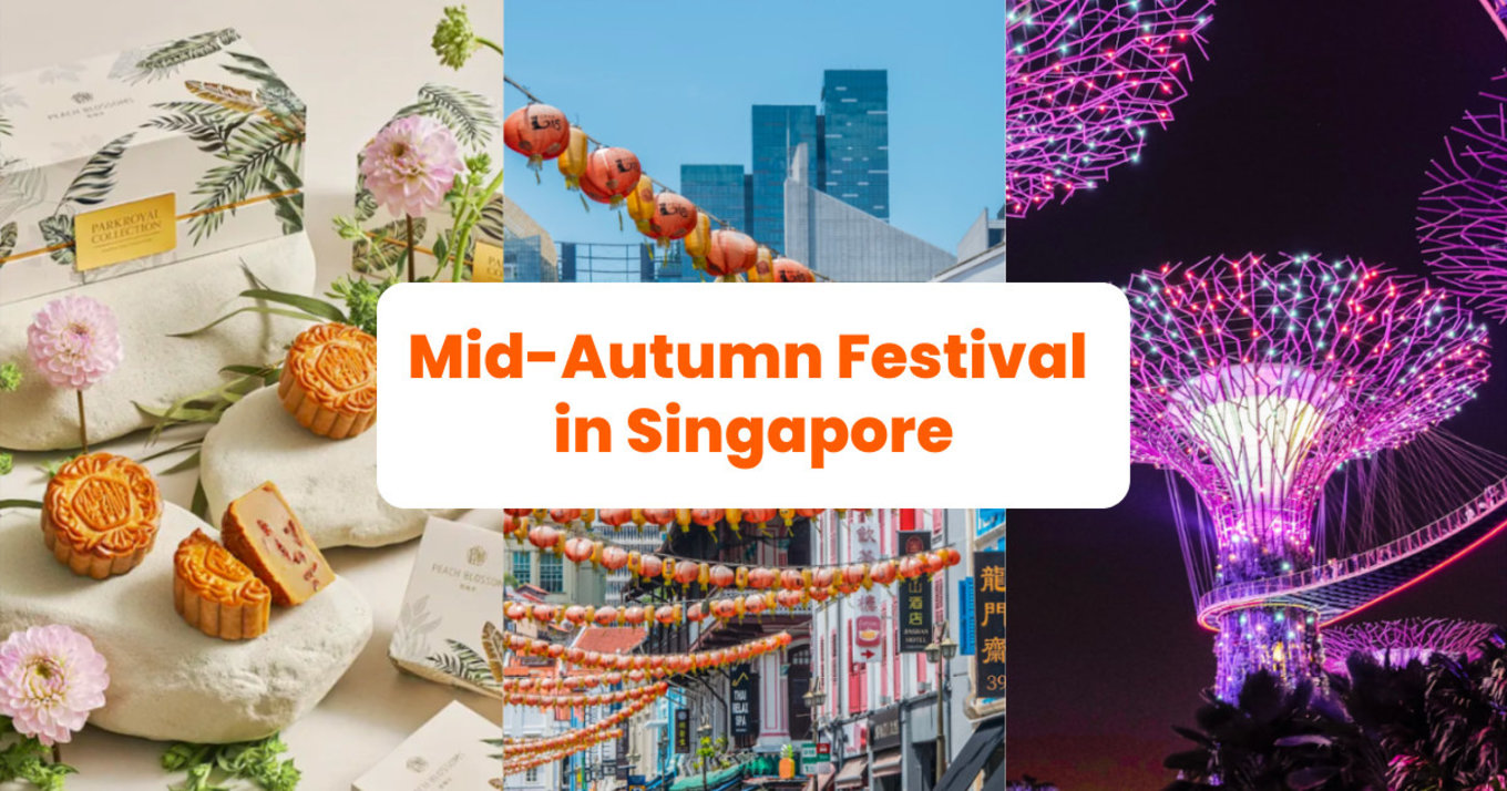 8 Mid-Autumn Festivals in Singapore 2023 Cover with mooncakes, lanterns, and Gardens by the Bay