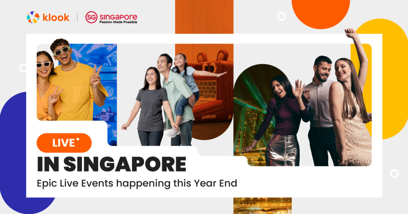 a couple and friends enjoying with copy, "epic live events happenign this year end in Singapore"