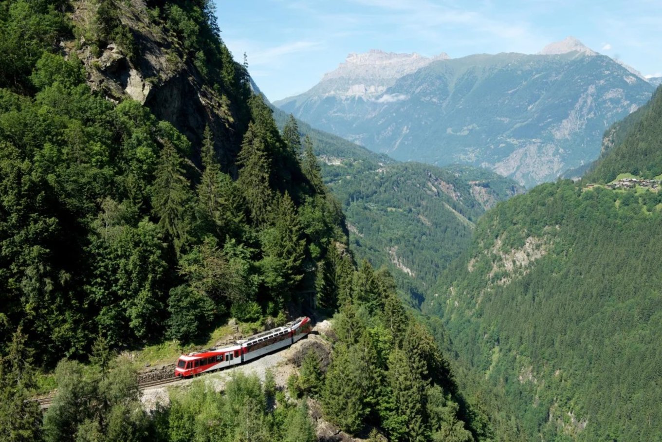 Mont-Blanc Express scenic train in Switzerland