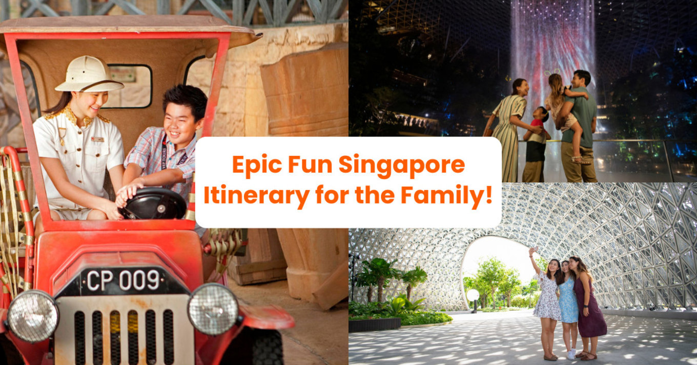 a collage of photos including famous attractions in singapore