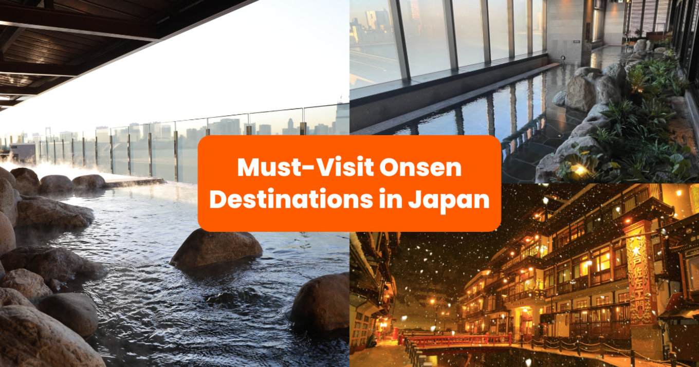 a collage of onsen in Japan