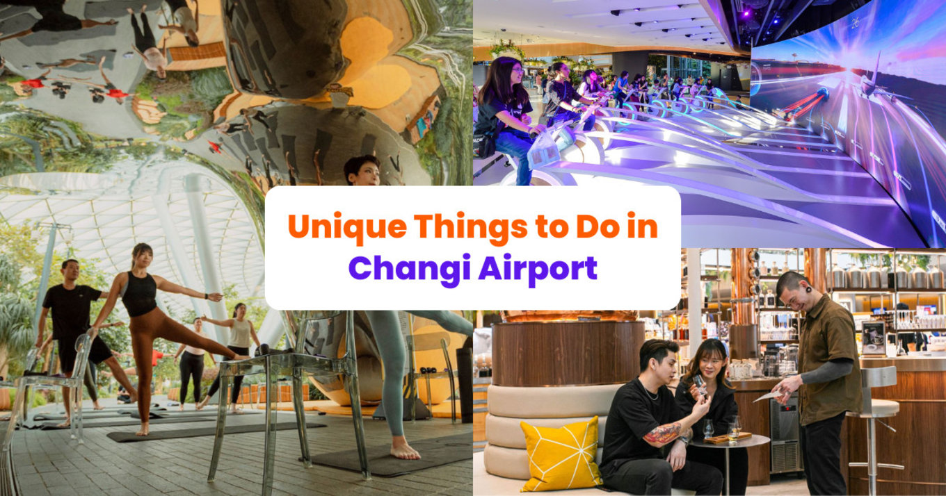 collage of photos showing fun activities you can do in changi airport