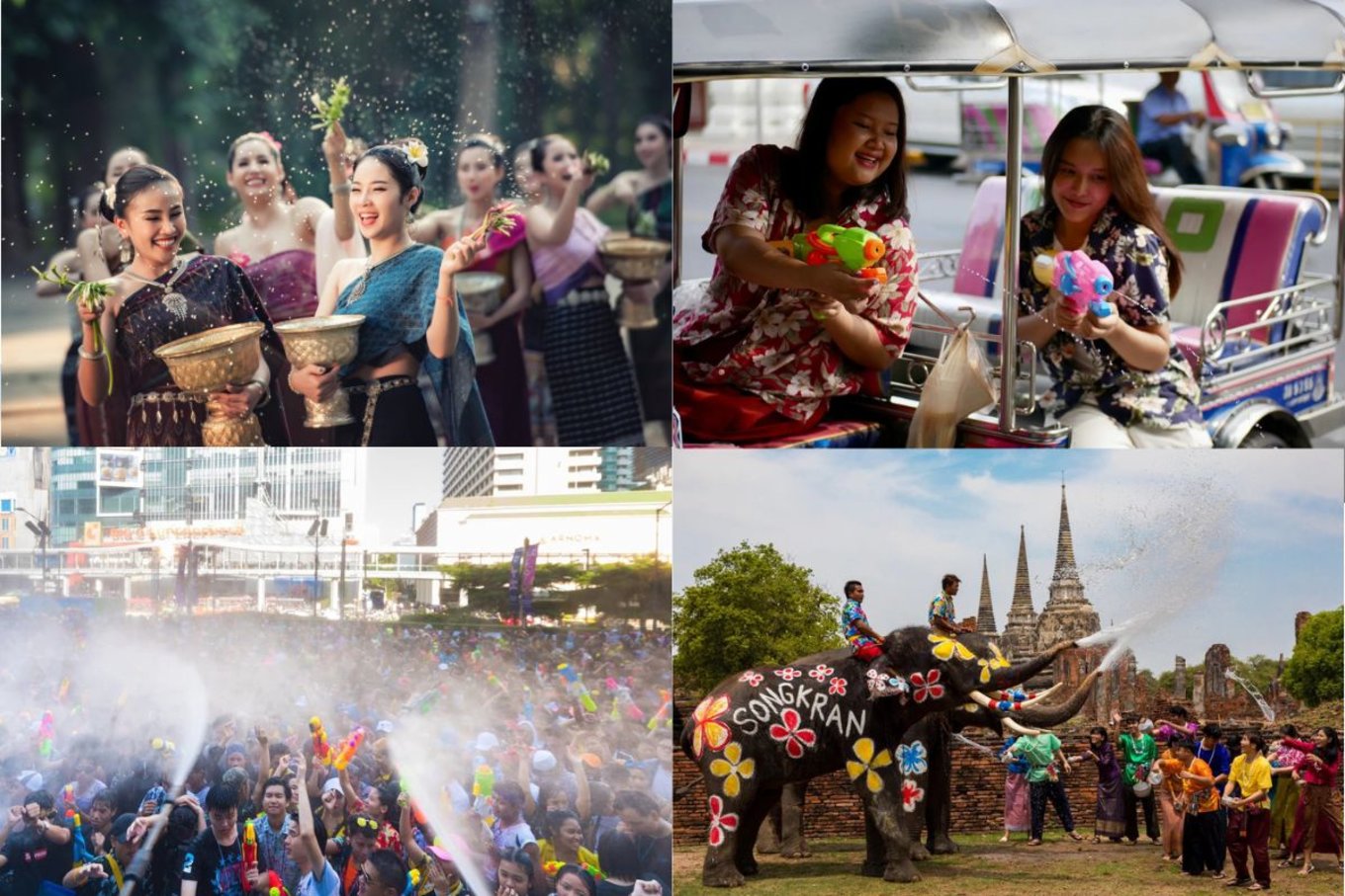 Tourist and local celebrating Songkran Water Festival