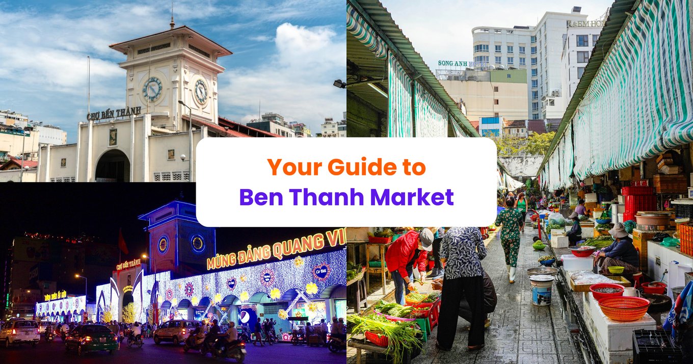 Collage of photos of Ben Thanh Market