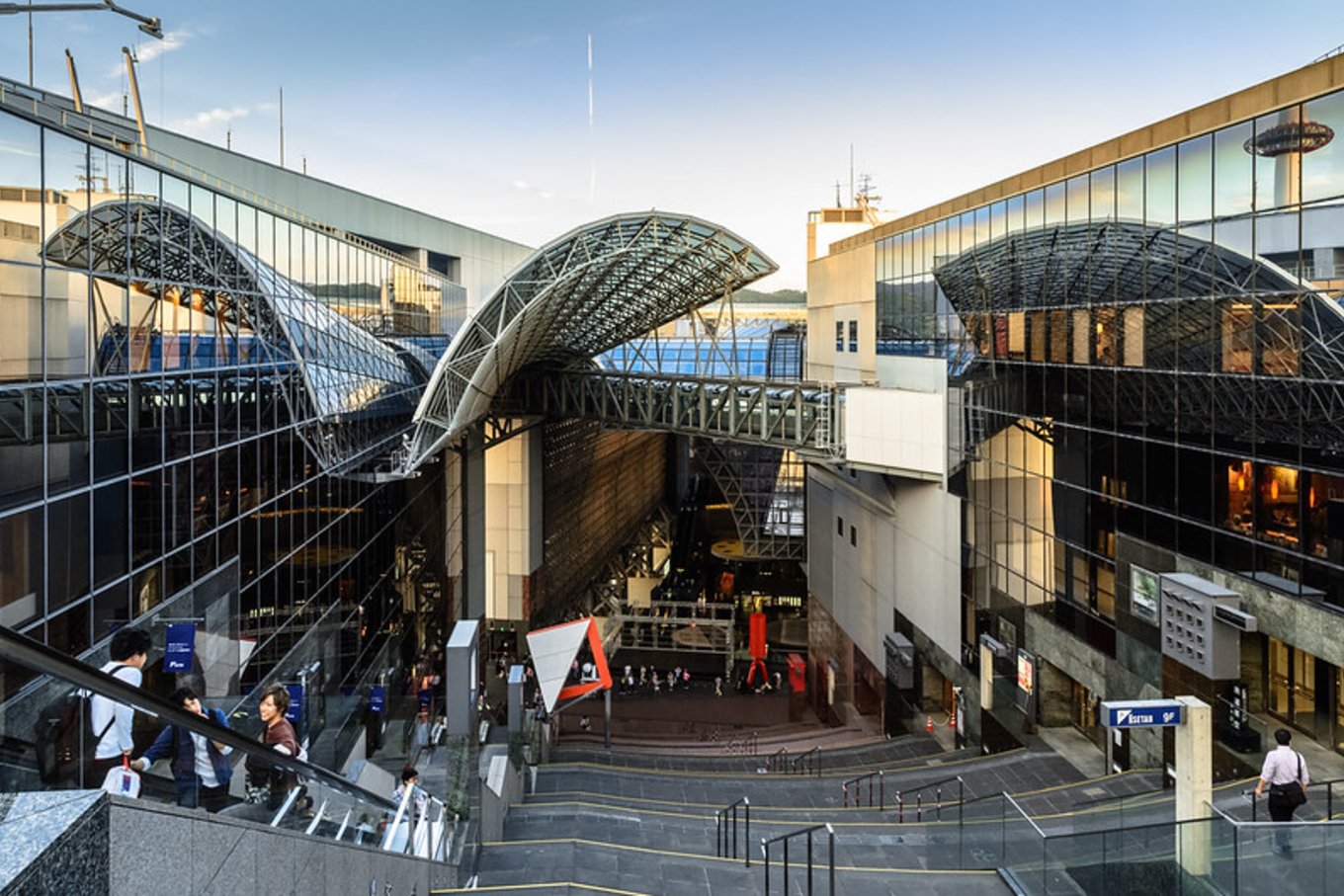 Kyoto Station’s futuristic atrium and iconic glass-and-steel architecture