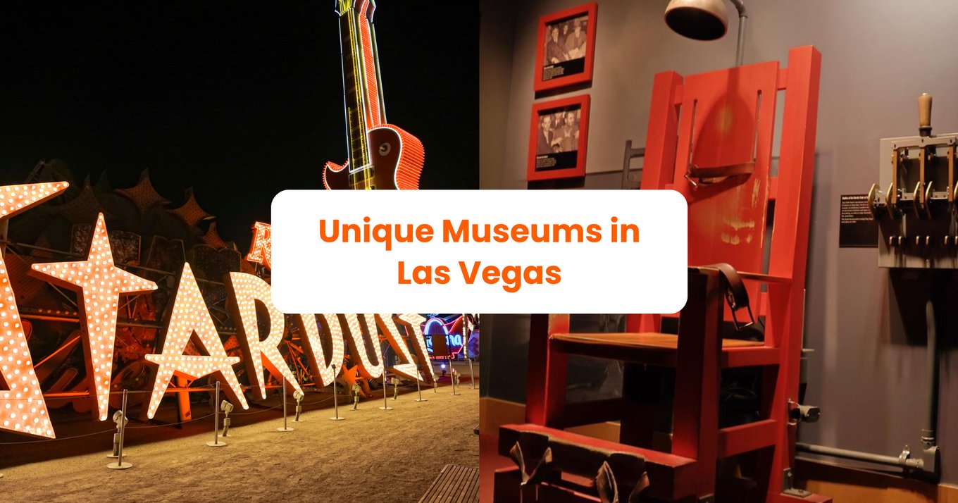 Neon signs and electric chair from unique museums in Las Vegas