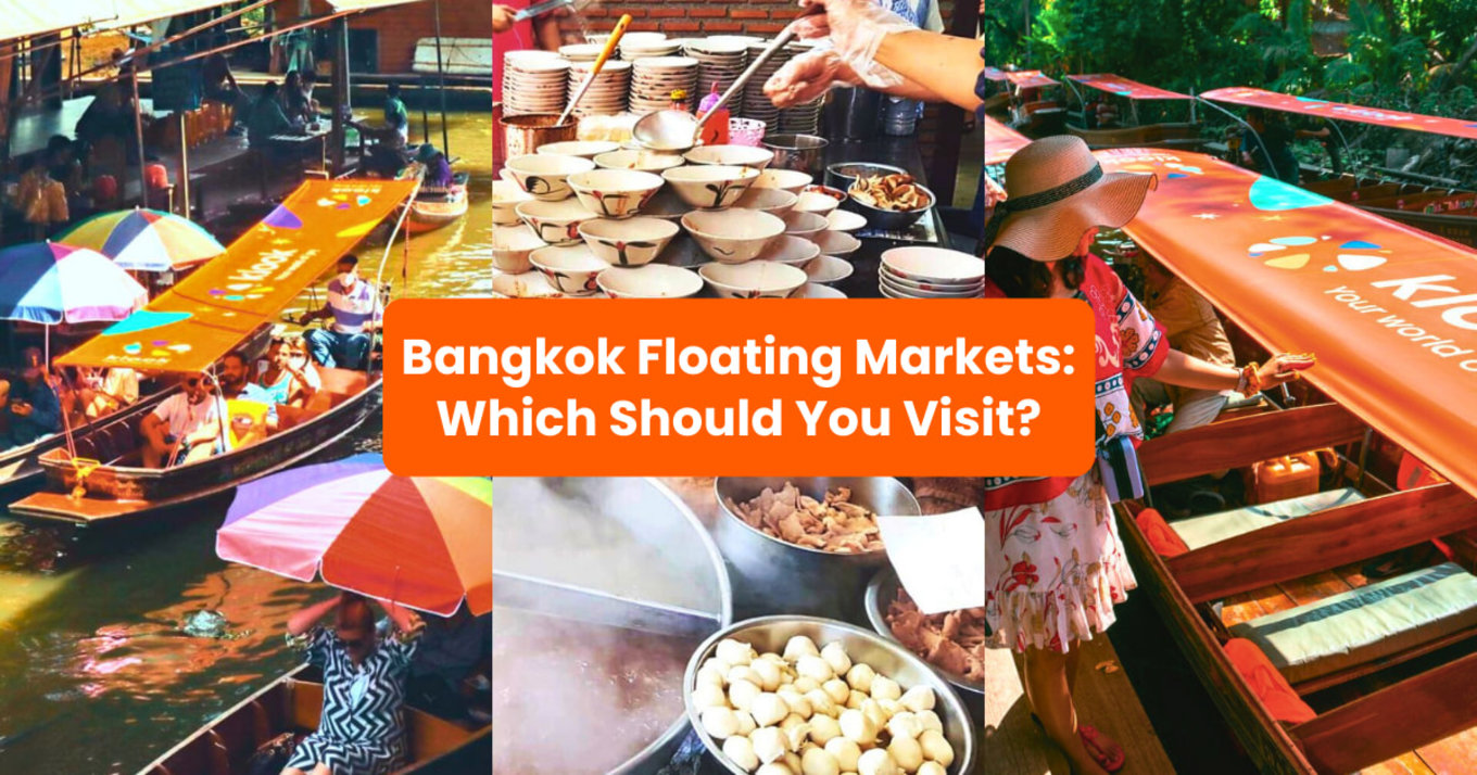 a section of a bangkok floating market with stalls