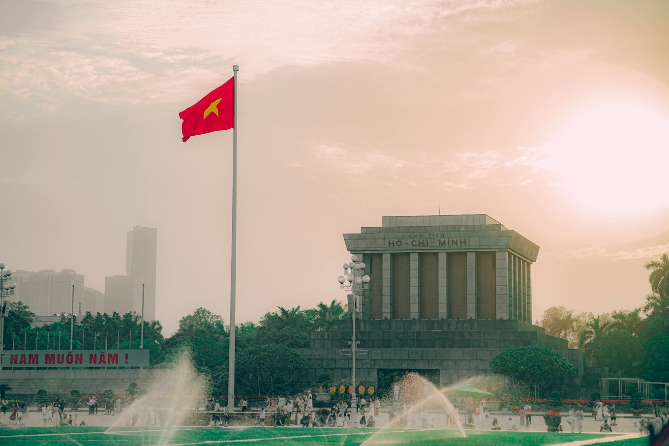 Outside the Ho Chi Minh Mausoleum