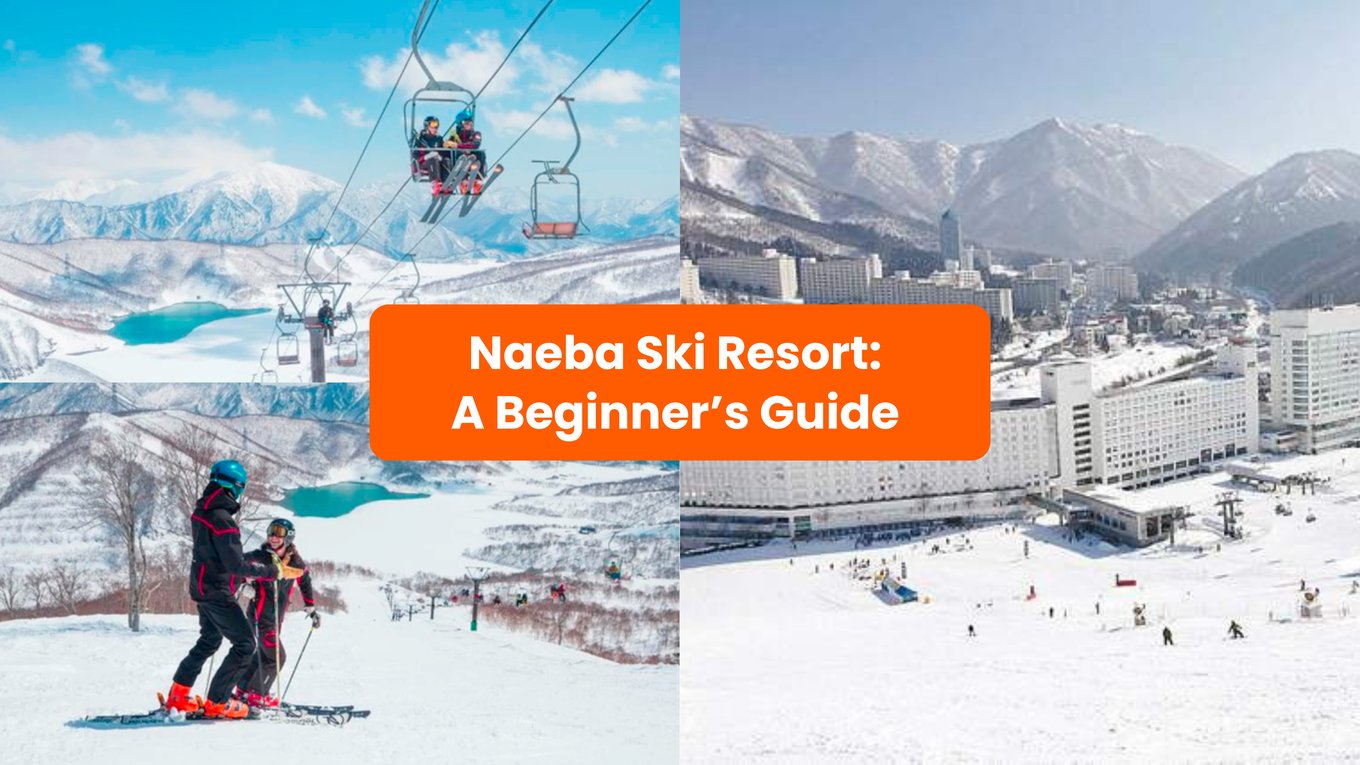 A collage of Naeba Ski Resort with a title saying "Naeba Ski Resort: A Beginner's Gude"