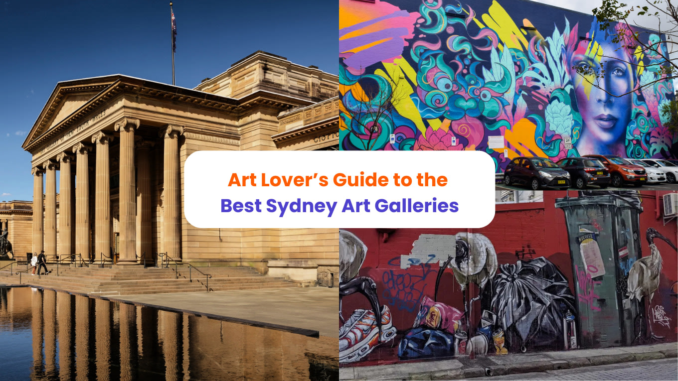 Sydney art galleries - Collage of Sydney art galleries, contemporary museums, and vibrant street art murals