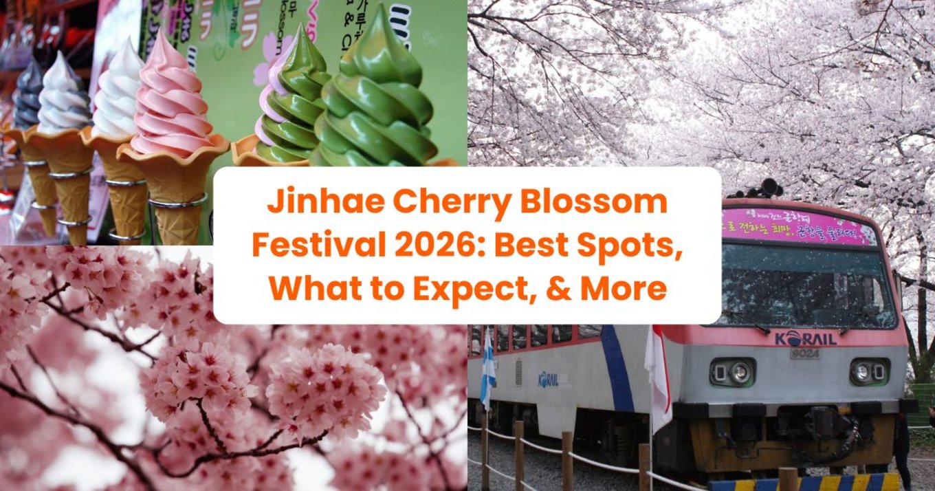 A photo collage of Jinhae Cherry Blossom Festival