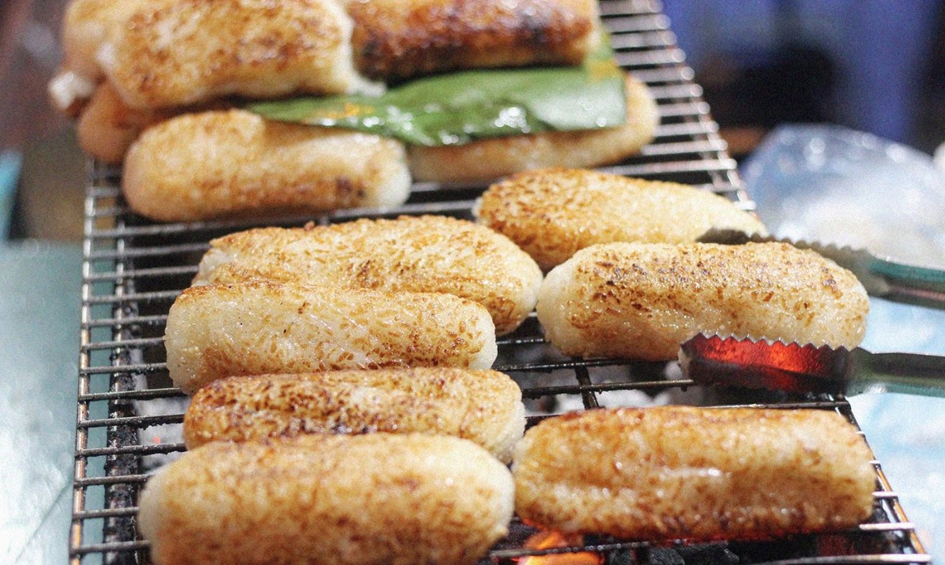 Grilled banana stick rice