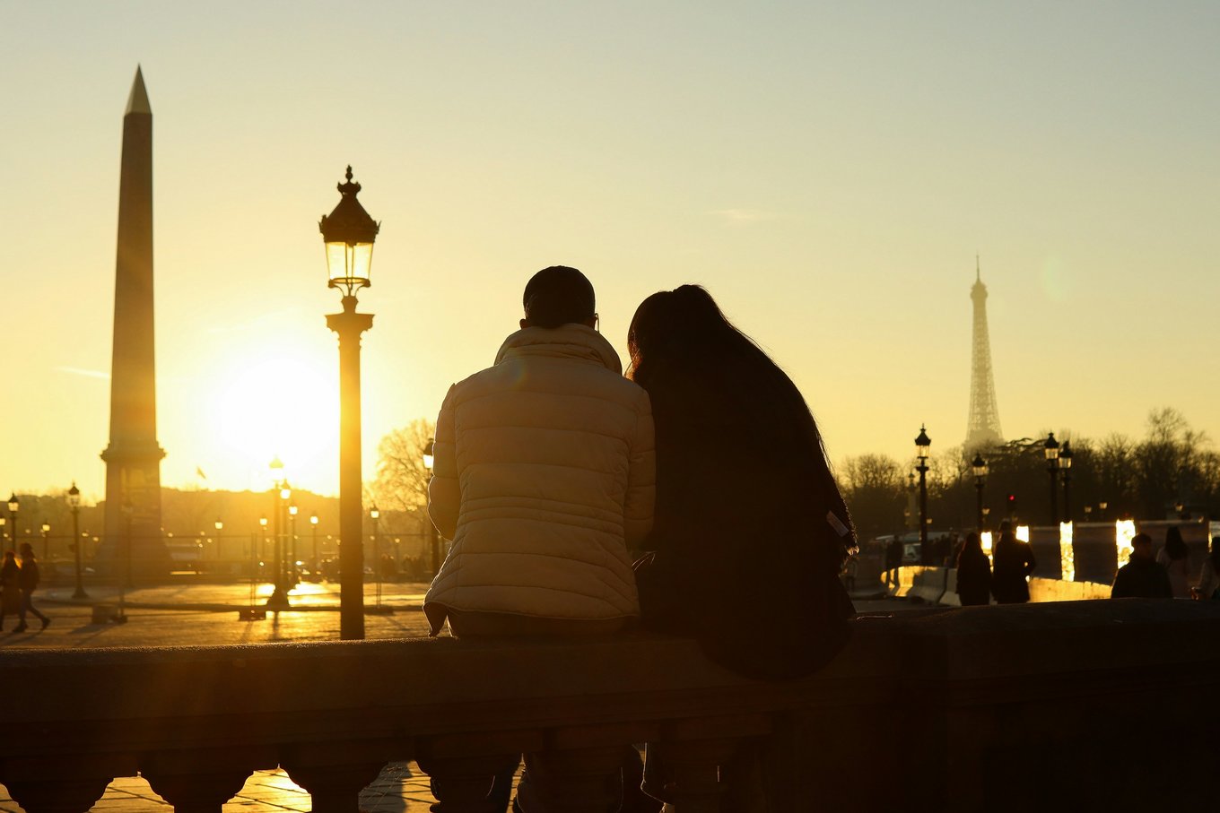 A couple enjoying the views of Paris
