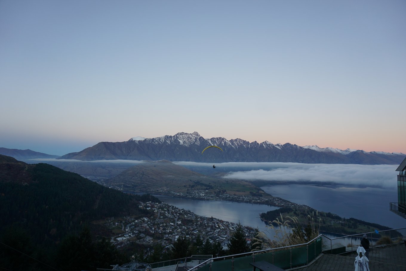 Paragliding over Queenstown with stunning Lake Wakatipu and Southern Alps views