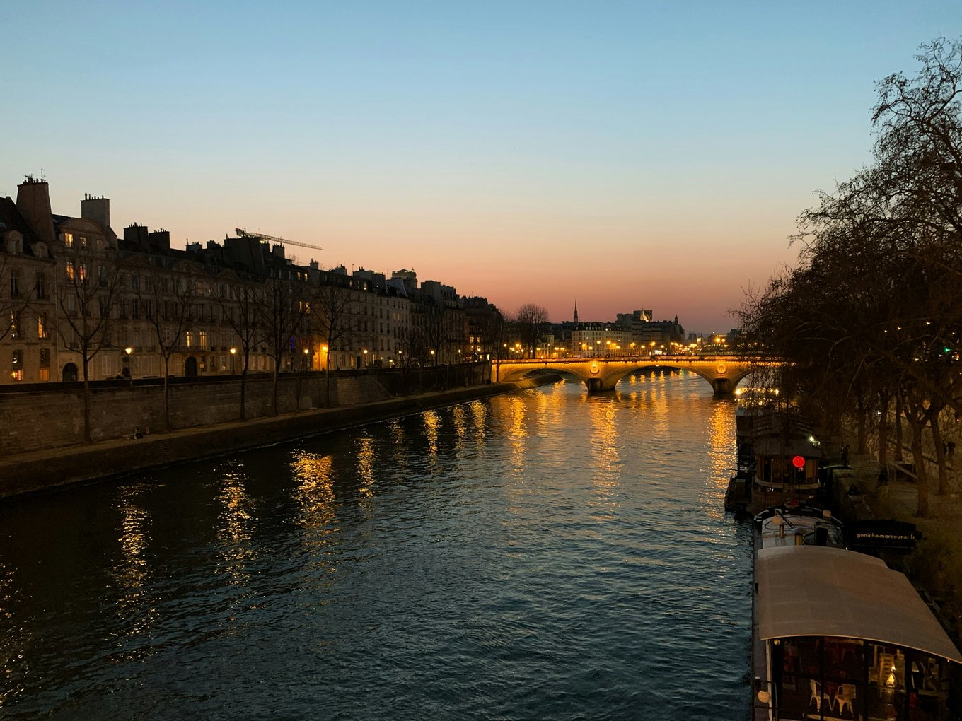 View of the Seine River at night
