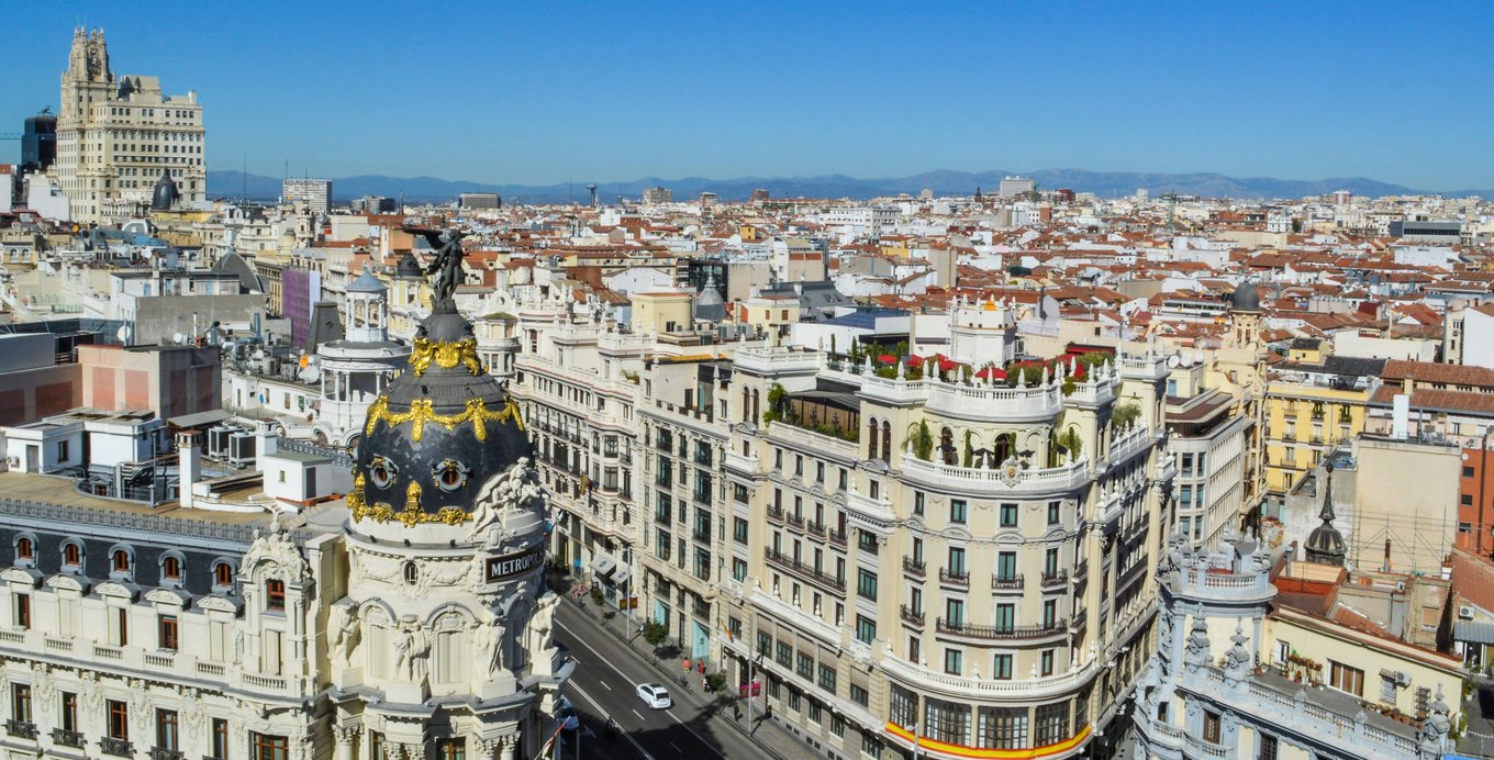 Aerial view of Madrid buildings