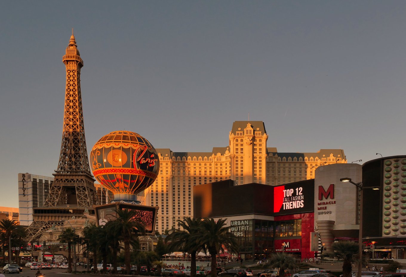 The sun shining on Las Vegas
