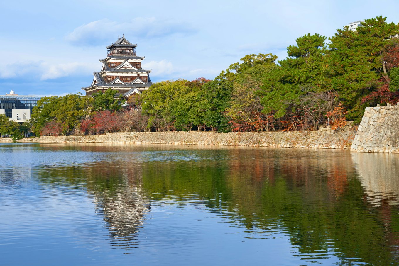 A view of Hiroshima castle from Ōta River