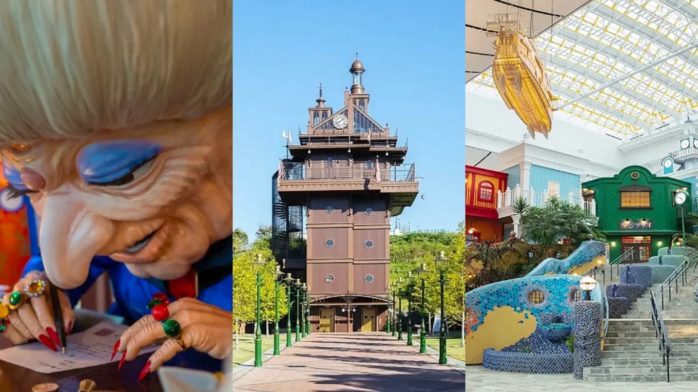 photo collage of what you can see in studio ghibli park