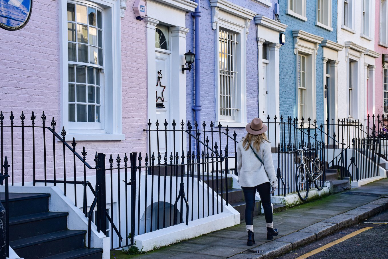 Walking along Notting Hill in London