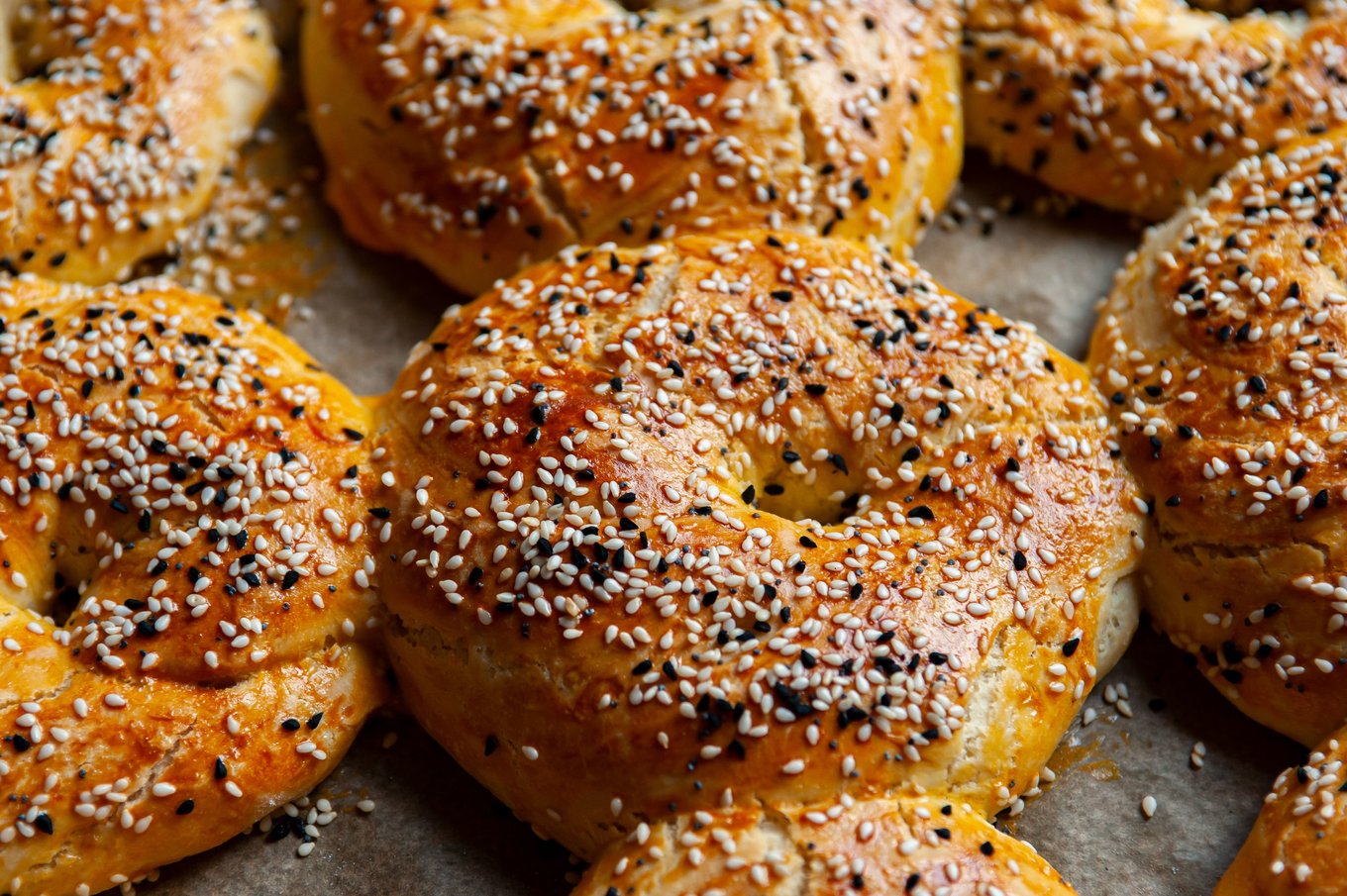 Bagels on a pan