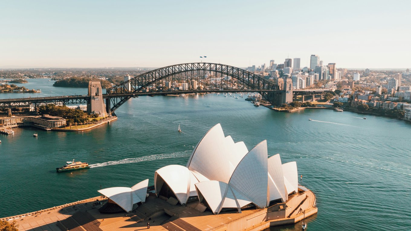 Aerial view of Harbour Bridge and Sydney Opera House | Photo Credit: Caleb on Unsplash