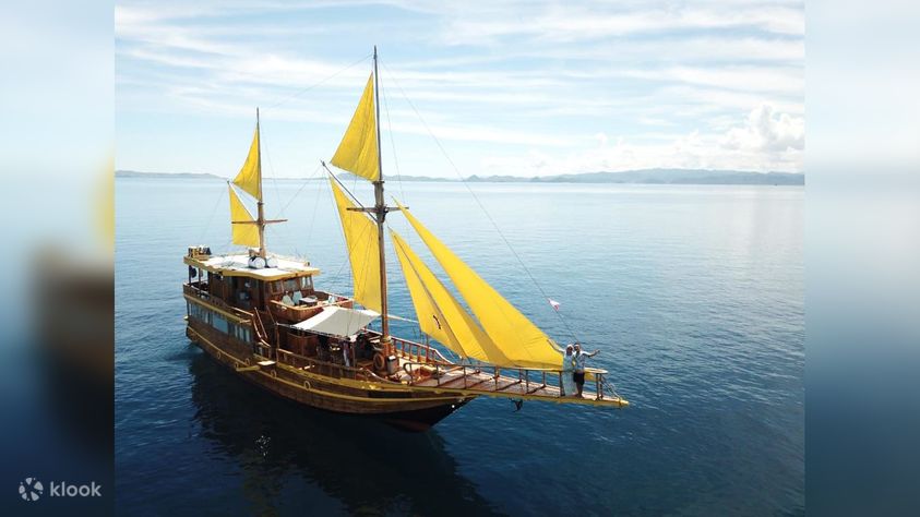 Phinisi Boat Sailing Through Komodo Islands