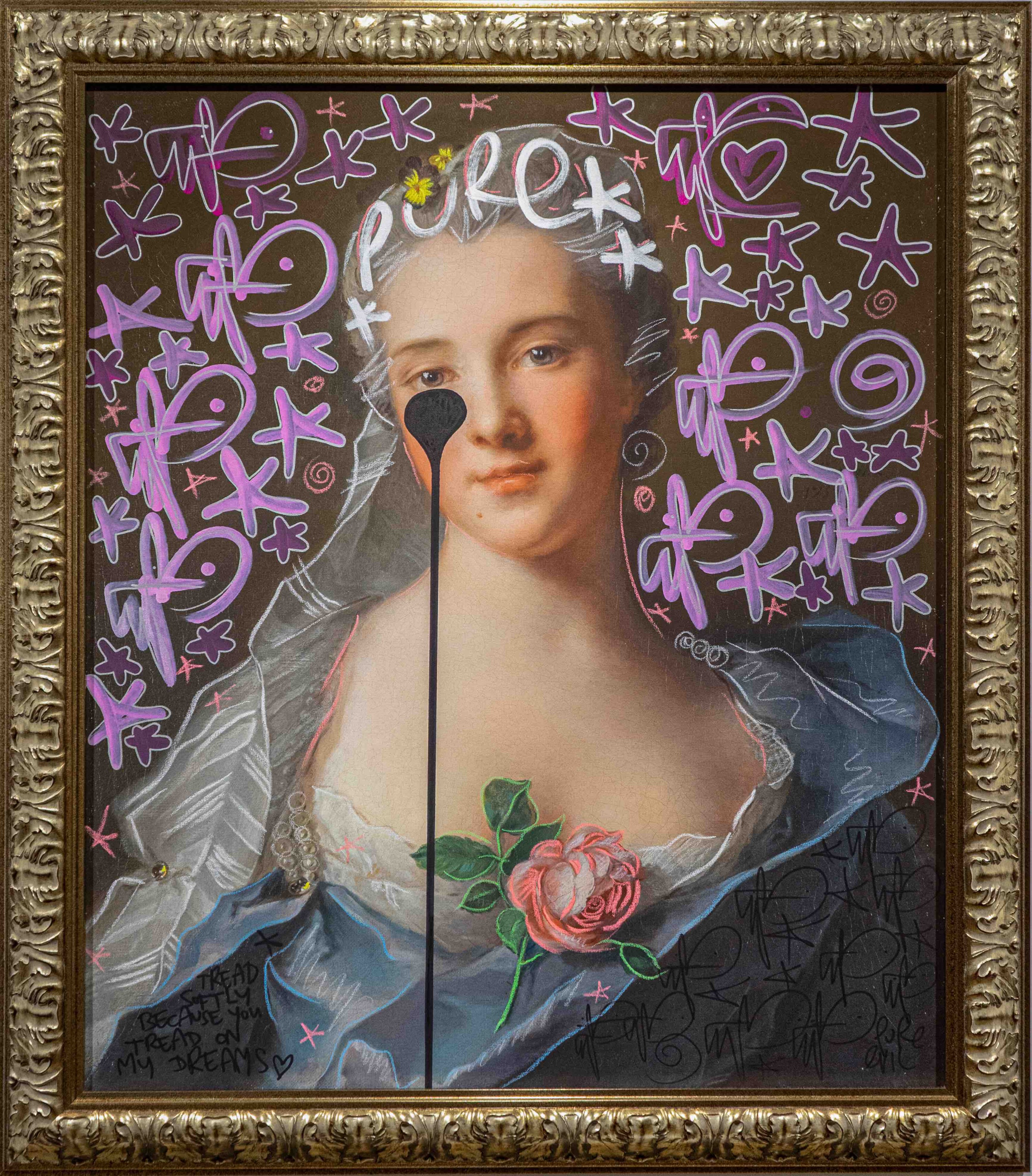 Pure Evil, Lost Angel, 2021, Hand-finished on digital print, 100 x 85_ 116.5 x 102cm