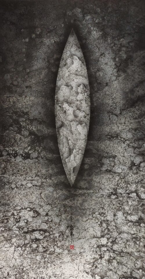 Galerie+Koo_Wong+Ka+Wai_浮生聚能系列+水能+水墨紙本+Floating+Energy+Water+Energy+Ink+on+Paper+178+x+96+cm+2021