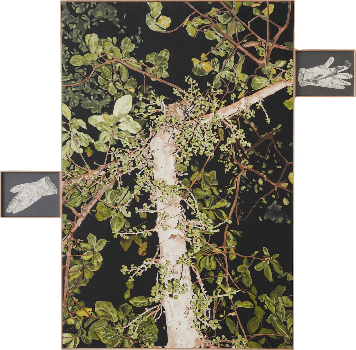 Sccarecrow, Tang Kwong San, oil on canvas, graphite on paper, mounted on wood, 151 x 101, 2022